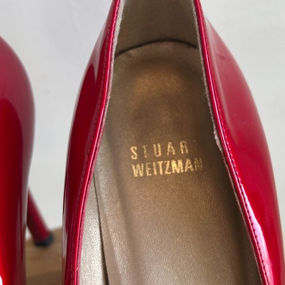 Stuart Weitzman Size 11 Patent Red Ladies Shoes - Picture 5 of 8